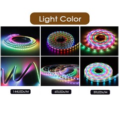 WS2812B LED Strip 5050 RGB 30/60/144LEDs/M ws2812 IC Individual Addressable DC5V