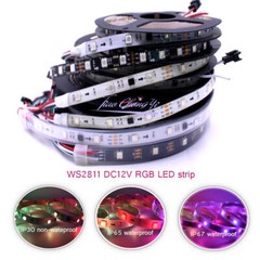 WS2811 12V RGB full color 5050 LED Strip Light +RF controller + LED Power kit