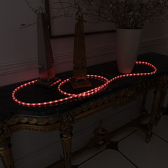 Red LED Rope Lights with Remote, Cuttable Connectable Flexible Tube Lights 8Mode
