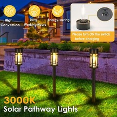 Solar Pathway Lights, 8 Pack LED Solar Lights Outdoor Waterproof, Glass Metal…