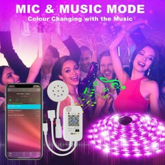66FT Waterproof LED Strip Lights 5050 Music Sync Bluetooth Remote Room Light Kit
