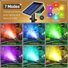 RGB Solar Lights Outdoor Waterproof IP65, 7 Lighting Modes Color Changing 26 …