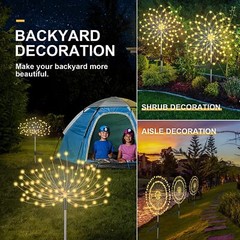 150LED Solar Firework Lights Fairy Starburst Lamp Outdoor Garden Path Xmas Decor