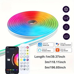 USB RGB Neon LED Strip WiFi Tuya Smart Life Alexa Game Room Light 5V