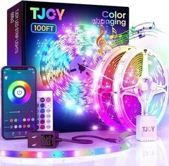 led light strip 100ft with remote and smartphone compatible.