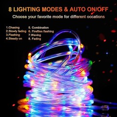 50/100LED Solar String Tube Light Outdoor Garden Tree Fairy Rope Wire Decor Lamp