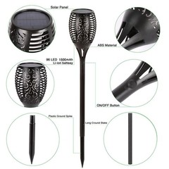 4 Pack Larger Solar Torch Lights with 96 LED, IP65 Waterproof Outdoor Flicker…