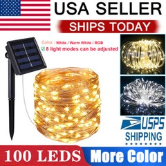 Solar Power LED String Lights 100 LED Copper Wire Waterproof Outdoor Fairy