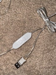 USB LED Bulb/Globe String Lights Clear White, Clear Cord, Inline Switch Vanity
