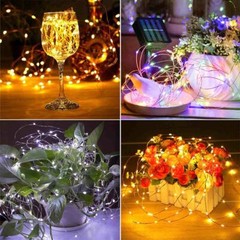 2 pack LED Solar Fairy String Lights Copper Wire Waterproof Outdoor Garden Decor