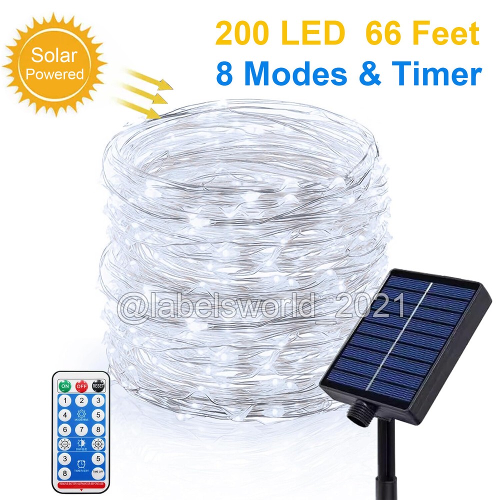 200 LED Solar Power String Fairy Lights 66FT Garden Outdoor Party Christmas Lamp