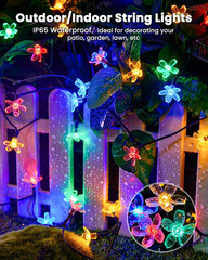 60 LED Flower Solar String Lights Outdoor Waterproof Fairy Lights for Garden Yar