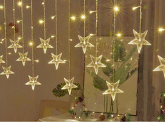 Curtain Star String Lights with w/Fairy LED Christmas Lights