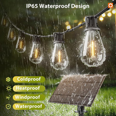 102FT(96FT+6) Solar String Lights Outdoor Waterproof with USB Port & Remote Cont