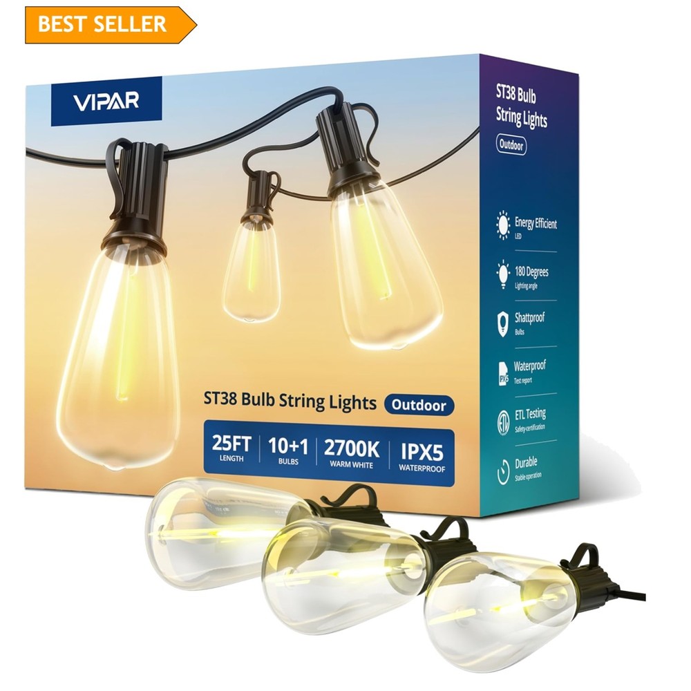 Shatterproof 25FT LED Outdoor String Lights: Perfect for Gardens & Celebrations