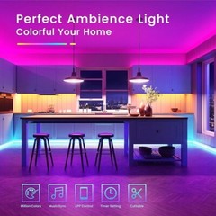 TJOY 50ft Bluetooth LED Strip Lights, Music Sync 5050 LED Light Strip RGB Col…
