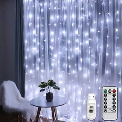 300 LED Fairy Curtain Lights 9.8×9.8Ft USB Powered Waterproof Twinkle Wall Light