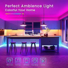50Ft Bluetooth LED Strip Light Music Sync 5050 LED Color Changing Phone Remote