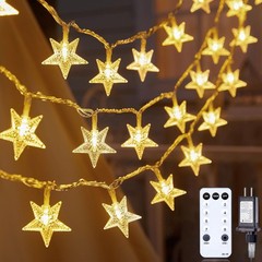 Guirnalda de luces LED navideñas con forma de estrella de 100 pies