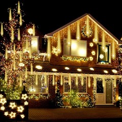 Christmas Lights Outdoor, Certified Falling Rain Drop Light 8 Tubes 192 LED …