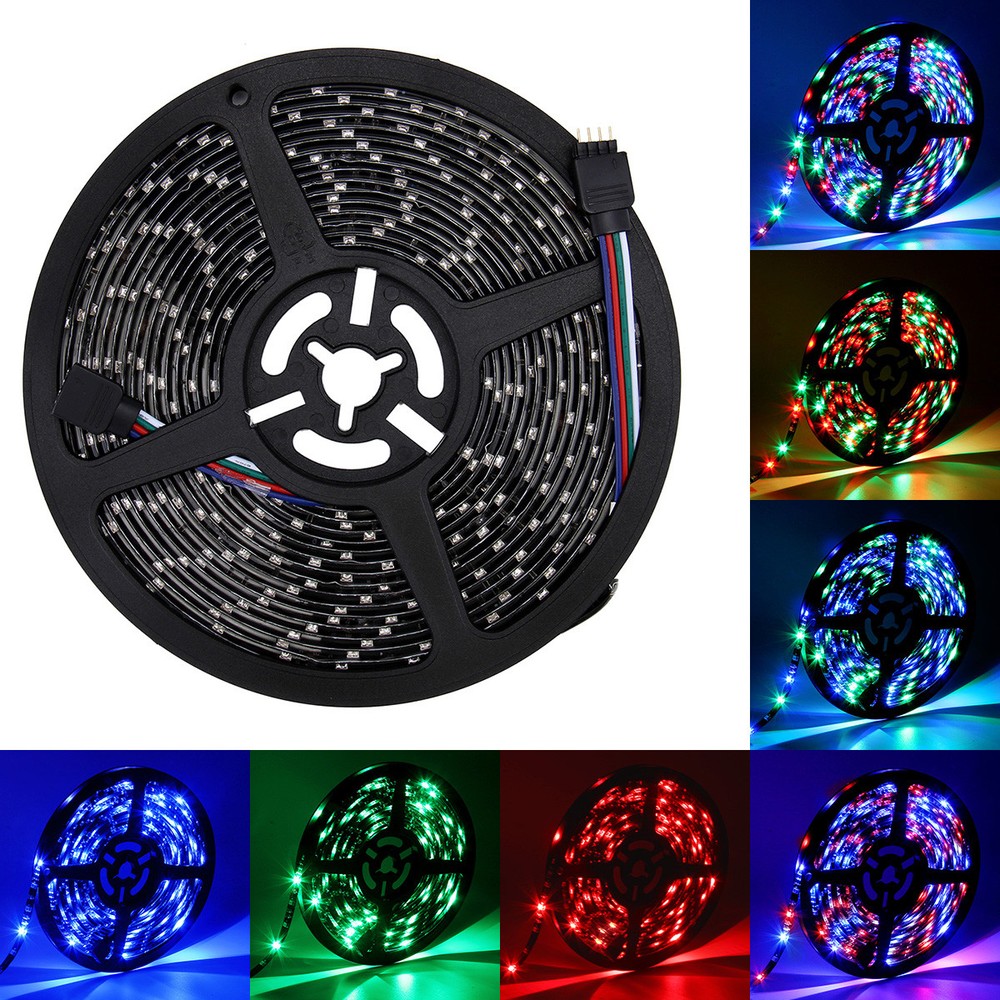 5M RGB 5050 SMD 300 LED Strip Light Bright Lamp DC 12V Black PCB Non-Waterproof
