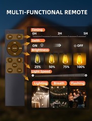 50FT Outdoor String Lights for Patio Waterproof Connectable ST38 LED Light Strin