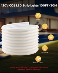 Aclorol 100′ 120V COB Outdoor LED Strip Lights Waterproof IP68 AC 110V High Volt