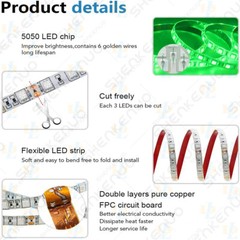 12V 16.4 FT 300SMD Flexible Green LED Strip Light Waterproof For Car Truck Boat