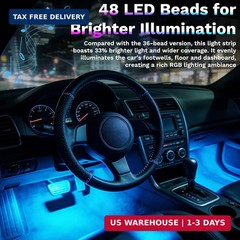 Car Interior Lights, 5V LED Strip Lights with USB Adapter, Ambient Car Lighting