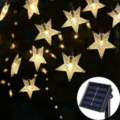 12M Solar Snowflake LED String Lights Fairy Lights Garland Outdoor New Year Chri