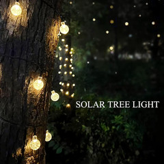 2-Pack 100 LED Solar String Lights for Outsdie, 46FT Crystal Globe Lights with 8
