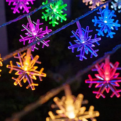 12M Solar Snowflake LED String Lights Fairy Lights Garland Outdoor New Year Chri