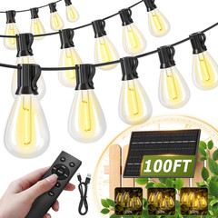 200FT Solar String Lights Outdoor Waterproof 72+2 LED Bulbs, Solar Powered with