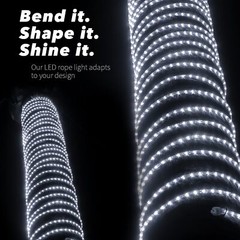 Cool White 8-Mode LED Outdoor Waterproof Rope Light 10′ 25′ 50′ 100′ 150′ 300’ft