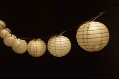 Beige Round Paper Lantern Party String Lights (4″ Lanterns, 8FT Black Cord)