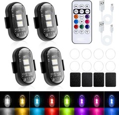 Magnetic 4-Pc Wireless LED Strobe Lights for Cars & Bikes – Waterproof, USB,