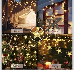 Twinkle Solar Star String Lights Outdoor Waterproof