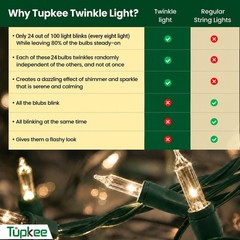 Clear Christmas Random Shimmering Twinkle Lights – 24 of 100 Bulbs Twinkle