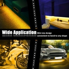 8pcs 30cm Amber LED Strip Lights for Cars, Buses & Motorcycles – Waterproof