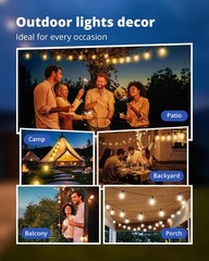 25FT Waterproof LED Outdoor Patio String Lights Bulbs 11 ST38 Bulbs Waterproof