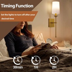 TERLEENART Battery Operated Wall Sconce Set of 2 Cordless Dimmable Remote 15