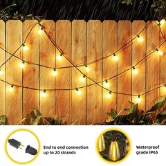 Outdoor Led String Light Plug in 50FT LED Lights with 25 Bulbs ST38 Shatterproof