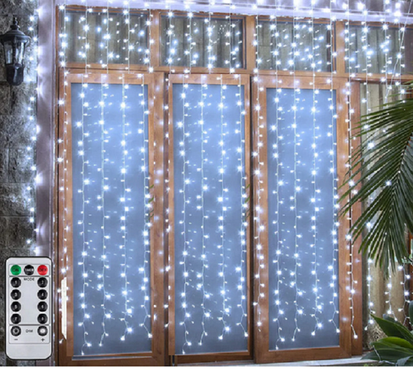 Curtain String Fairy Lights in 300 lights 10’x10′ remote controlled