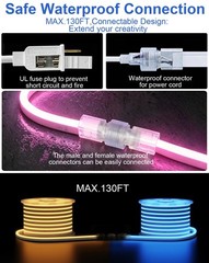 LED RGB Neon Rope Lights AC 120V ETL IP65 Strip Light with Remote 50FT