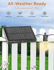 BRIGHTEVER SOLAR POWERED OUTDOOR STRING LIGHTS WITH REMOTE, 27FT – BLACK