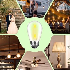 Energy Saving 1W S14 LED Bulbs, 15 Pack, Dimmable Warm Light for Outdoor Decor