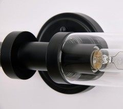 SANTOSTOCK SSW007B2A Black 2-Light Vanity Wall Sconces Clear Glass Shade