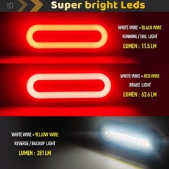 1 Pair Clear lens 6″ Inch Oval Halo 52 LEDs Trailer lights LED Red Stop Turn …