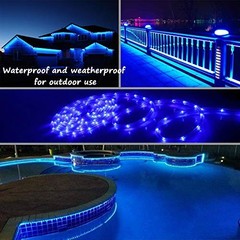 Outdoor Rope Lights 16ft Blue 108 LEDs 120V IP65 PVC Tube For Patio Decor