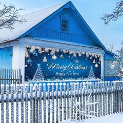 Tatuo Christmas Garage Door Banner Cover 7×16 ft Large Blue 7 x 16 ft, BLUE